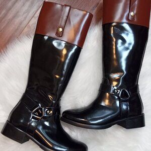 Steve Madden Women's Size 6.5 Chalet Equestrian Black/Brown Boots